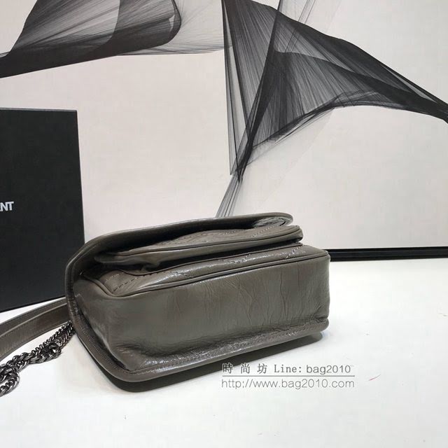 YSL爆款女士包包 聖羅蘭經典款Niki油蠟抓皺牛皮小號郵差包 YSL肩背斜挎包 533037  jjh1181